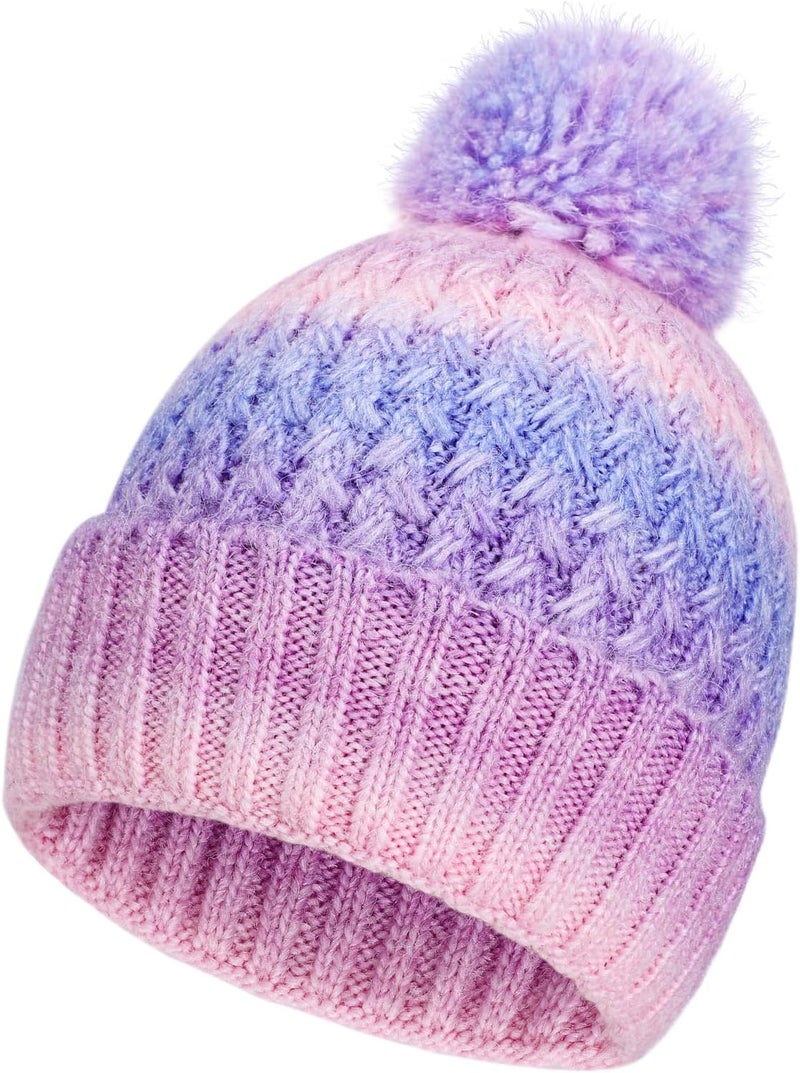 Peninpha Winter Hat for Kids Children, Girls Beanie with Pom Pom, Girls Accessories Knit Beanies Cap Age 7-12 - Image 1